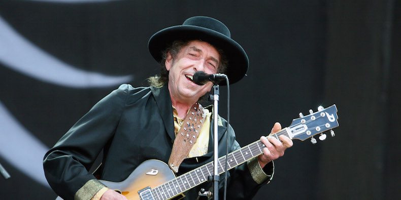 ROTHBURY, MI - JULY 05: Bob Dylan performs during the 2009 Rothbury Music Festival on July 5, 2009 in Rothbury, Michigan. (Photo by Taylor Hill/FilmMagic)
