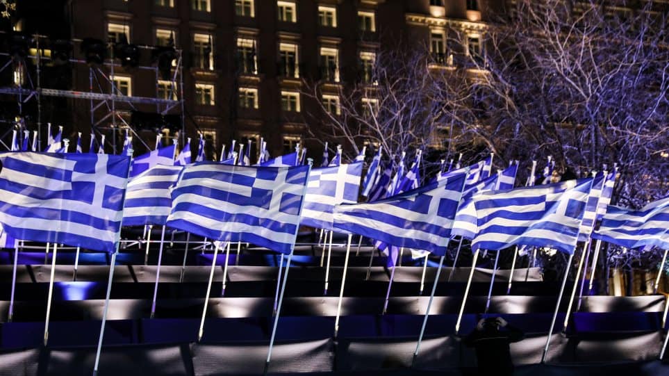 200 flags wave in Syntagma Square, Athens