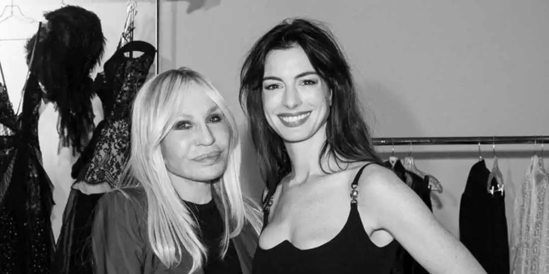 Anne Hathaway Stuns in a Plunging Crystal Micro Minidress