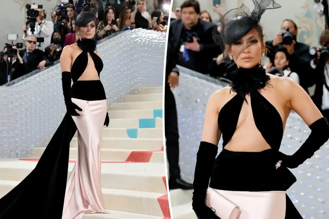 Jennifer Lopez Pairs A Sculptural Fascinator With Scene-Stealing Cat Eyes At The Met Gala 2023